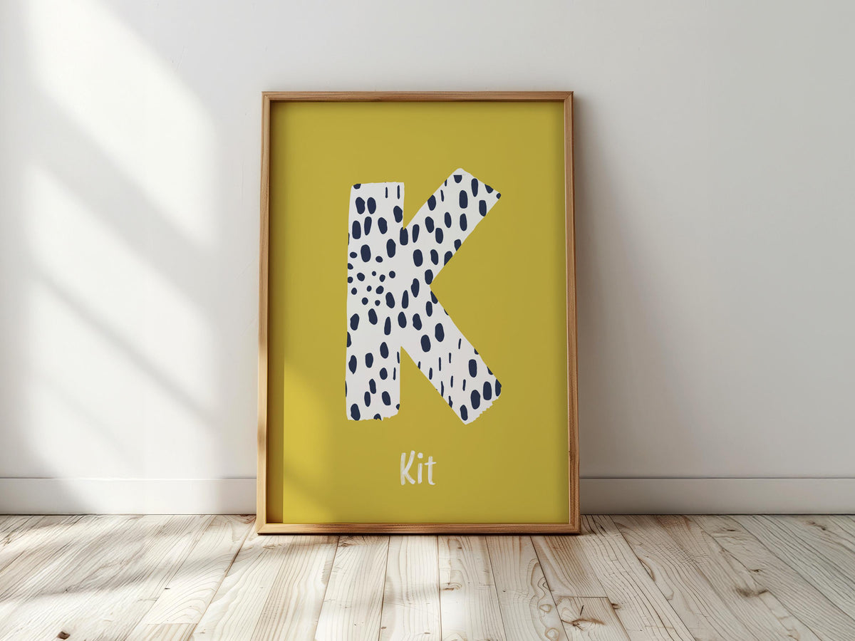 Personalised Initial Name Print: Nursery Wall Art