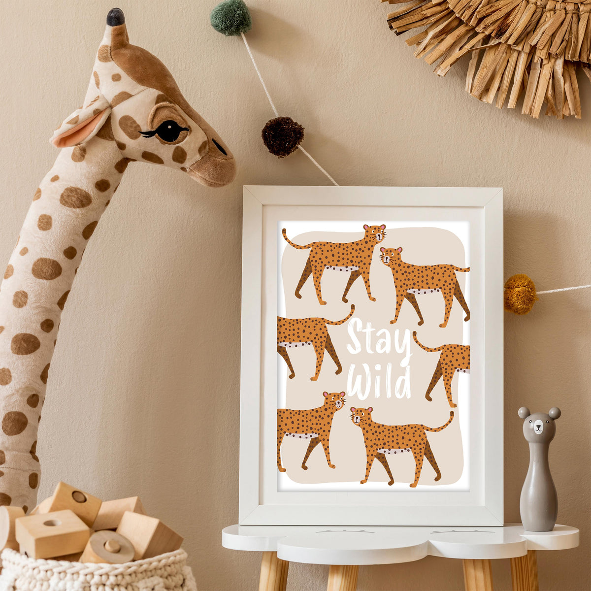Stay Wild Cheetah Print - Nursery Wall Art, Playroom Print, Kids Room Decor, Children's Bedroom