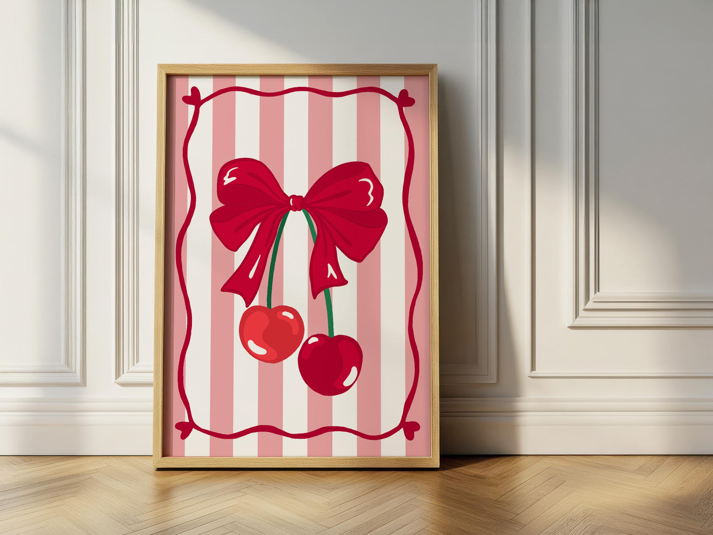 Bow-Tied Cherry Print: Kids Wall Decor