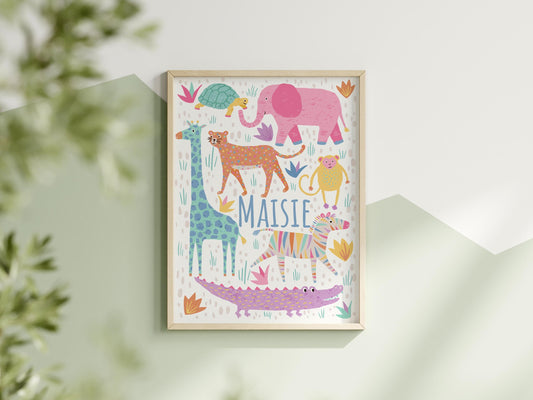 Safari Nursery Print: Kid's Personalised Wall Art