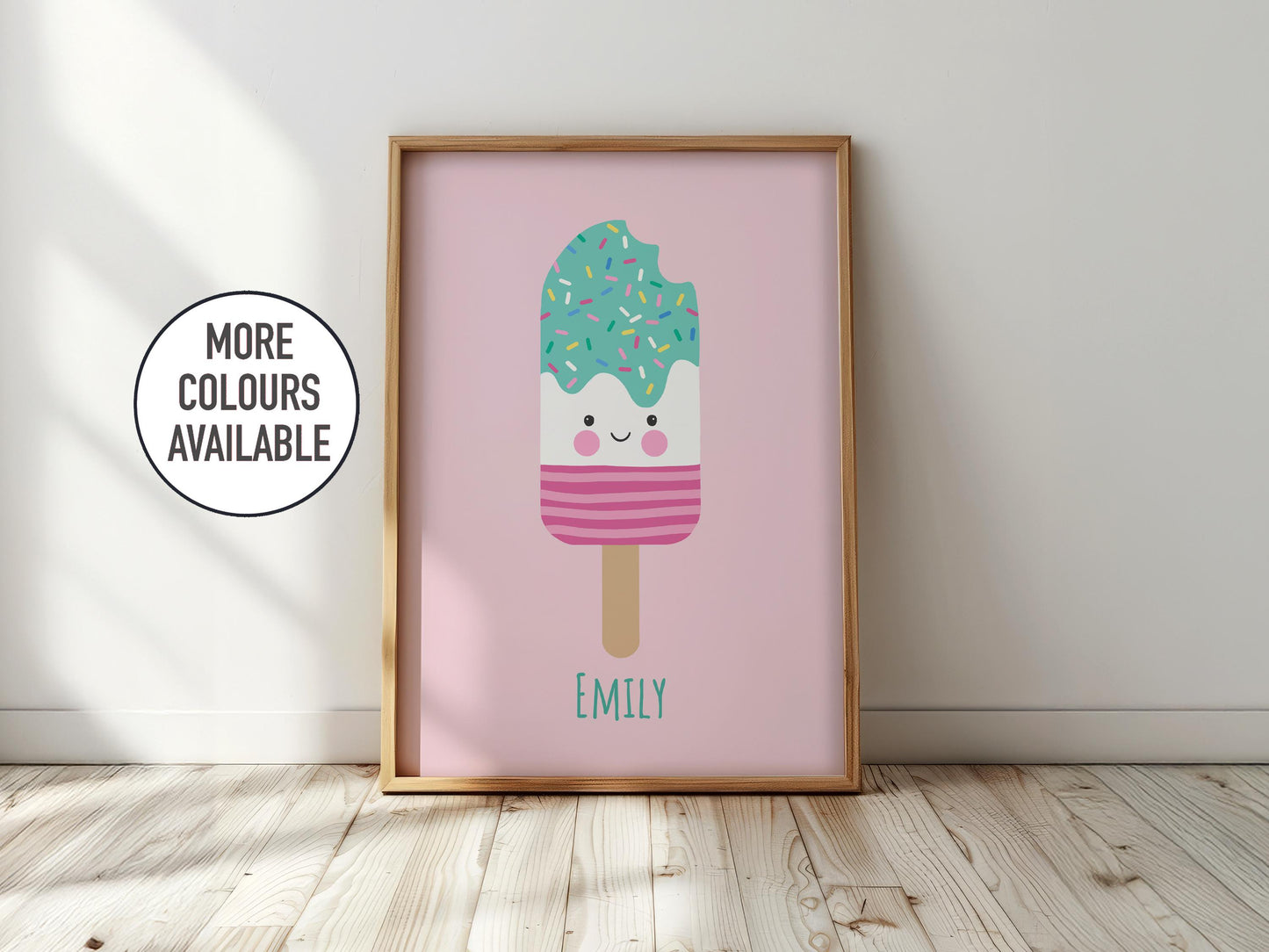 Personalised Ice Lolly Print: Playroom Nursery Wall Art