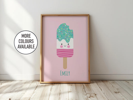 Personalised Ice Lolly Print: Playroom Nursery Wall Art