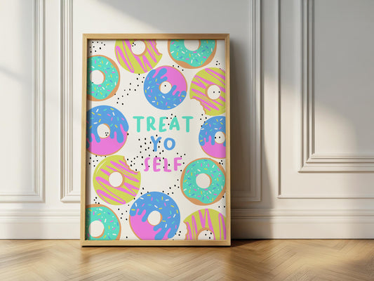Doughnut Print: Treat Yo Self, Fun Kids Wall Art