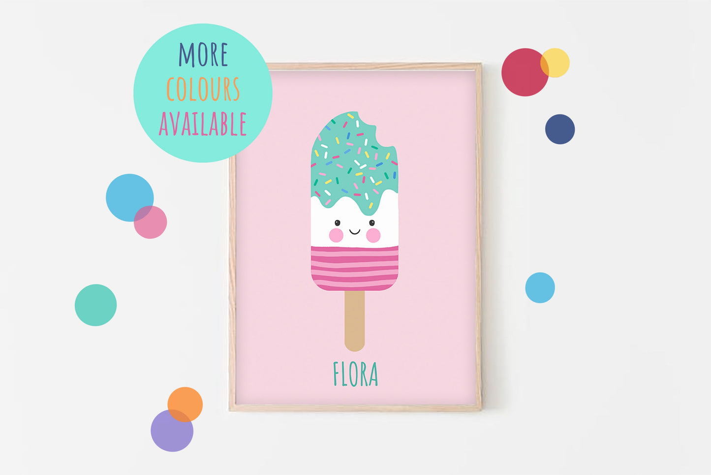 Personalised Ice Lolly Print: Playroom Nursery Wall Art