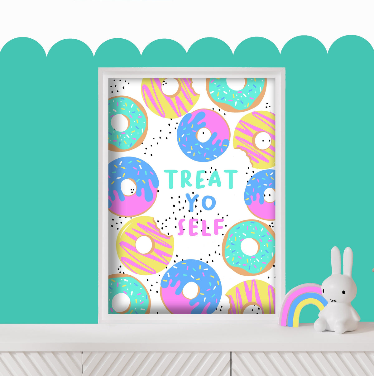 Doughnut Print: Treat Yo Self, Fun Kids Wall Art