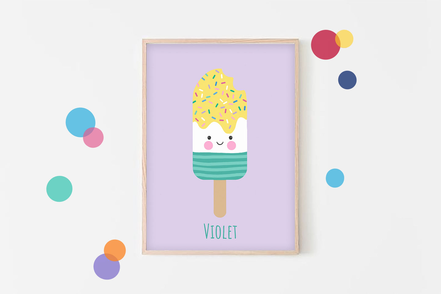 Personalised Ice Lolly Print: Playroom Nursery Wall Art