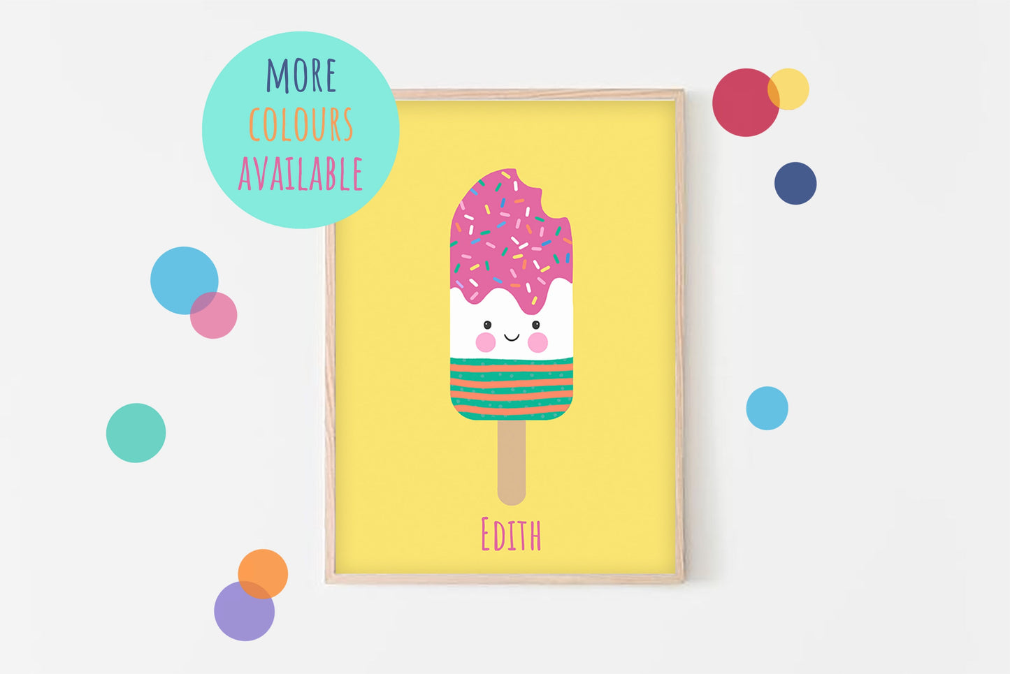 Personalised Ice Lolly Print: Playroom Nursery Wall Art