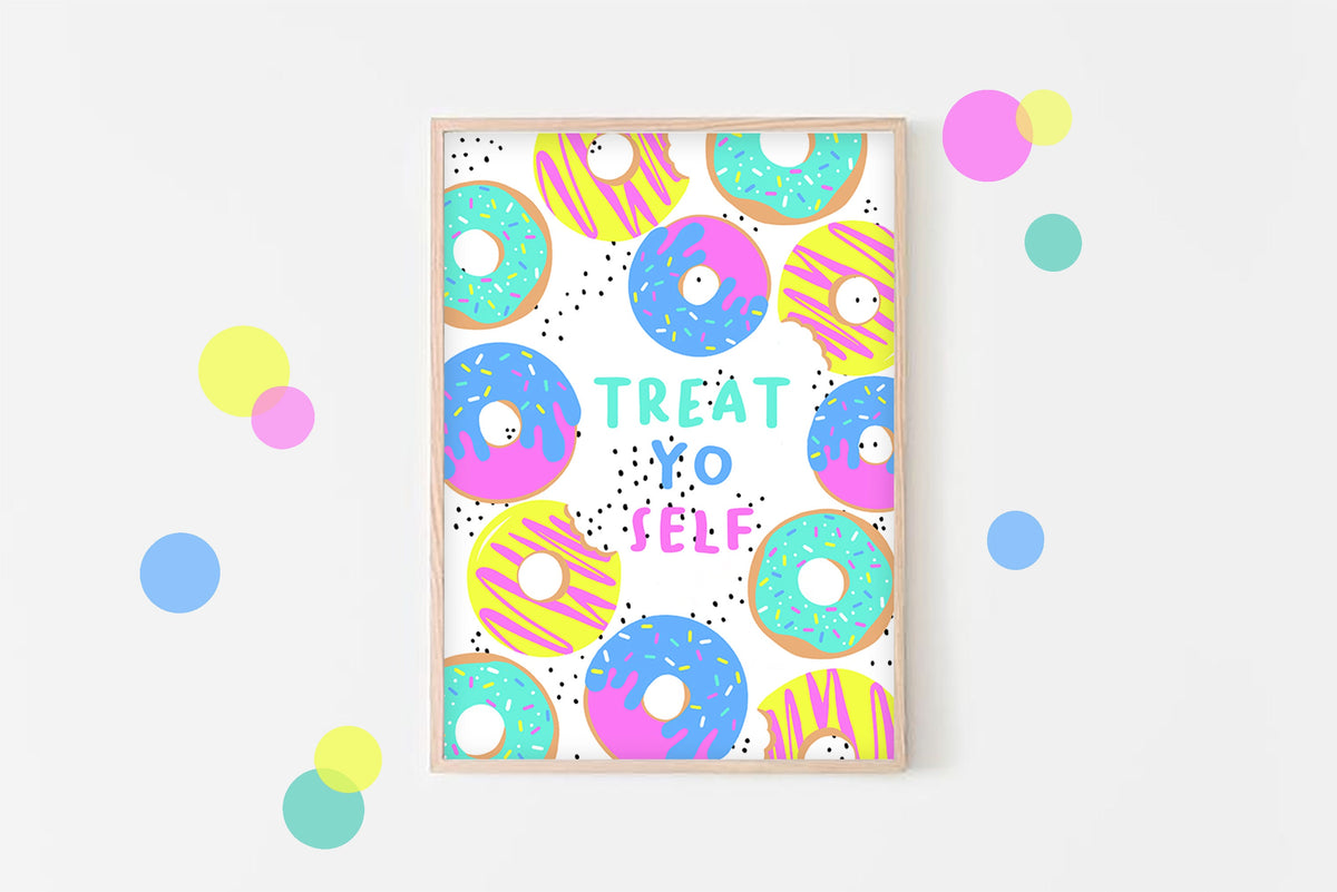 Doughnut Print: Treat Yo Self, Fun Kids Wall Art