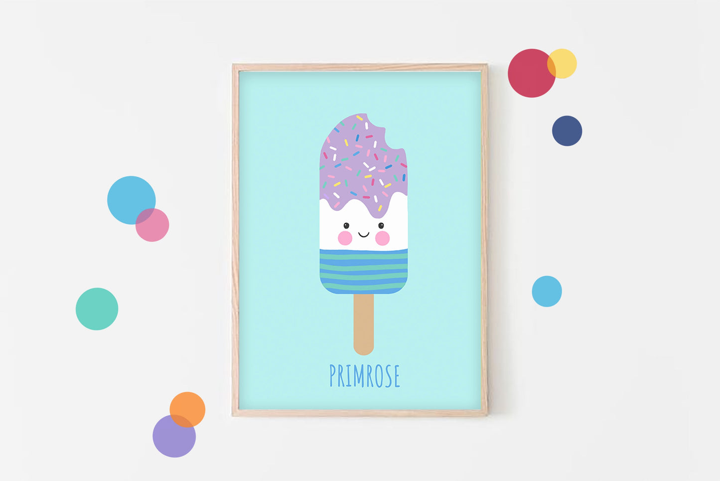 Personalised Ice Lolly Print: Playroom Nursery Wall Art