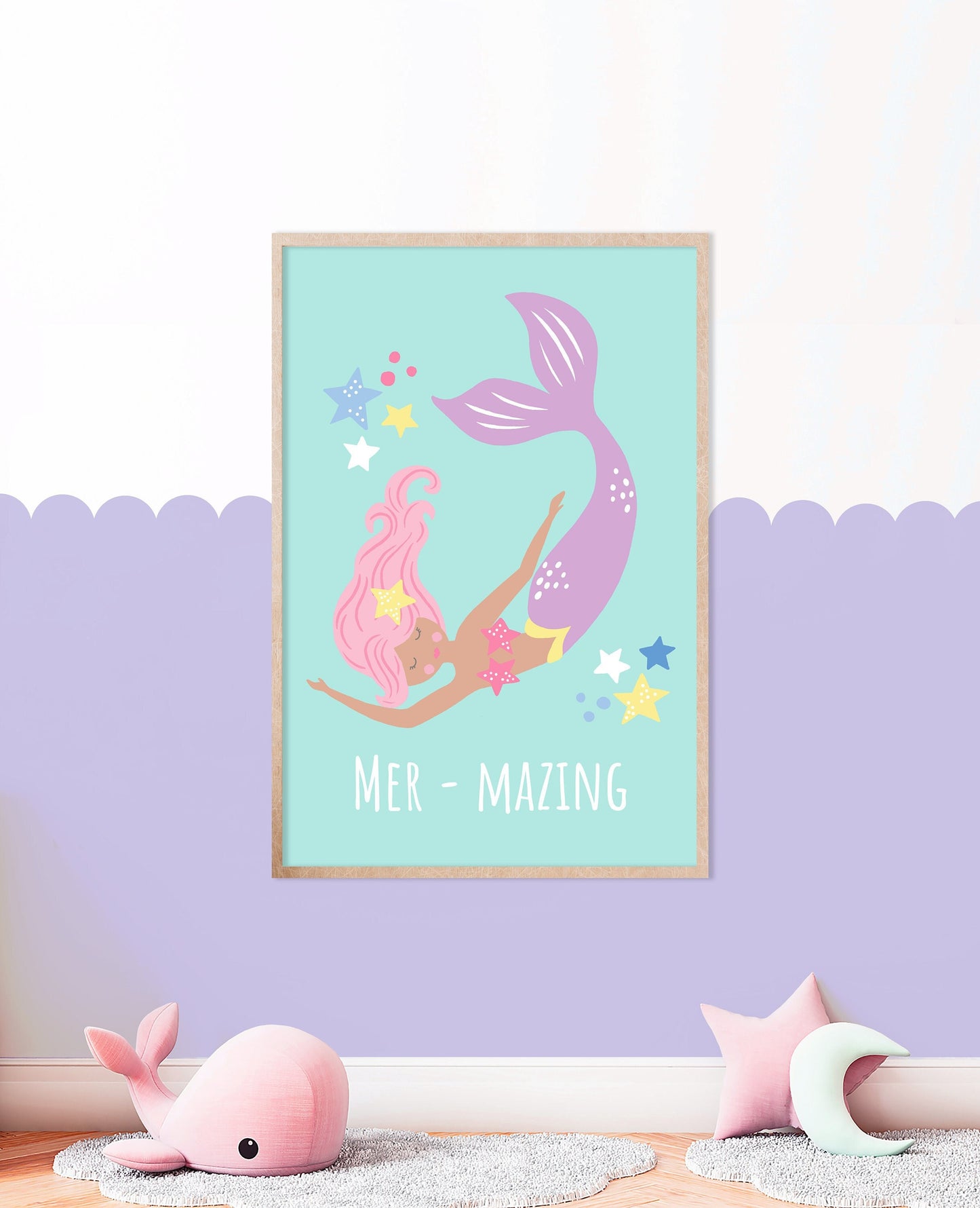 Pastel Mermaid Print: Girl's Nursery Wall Art