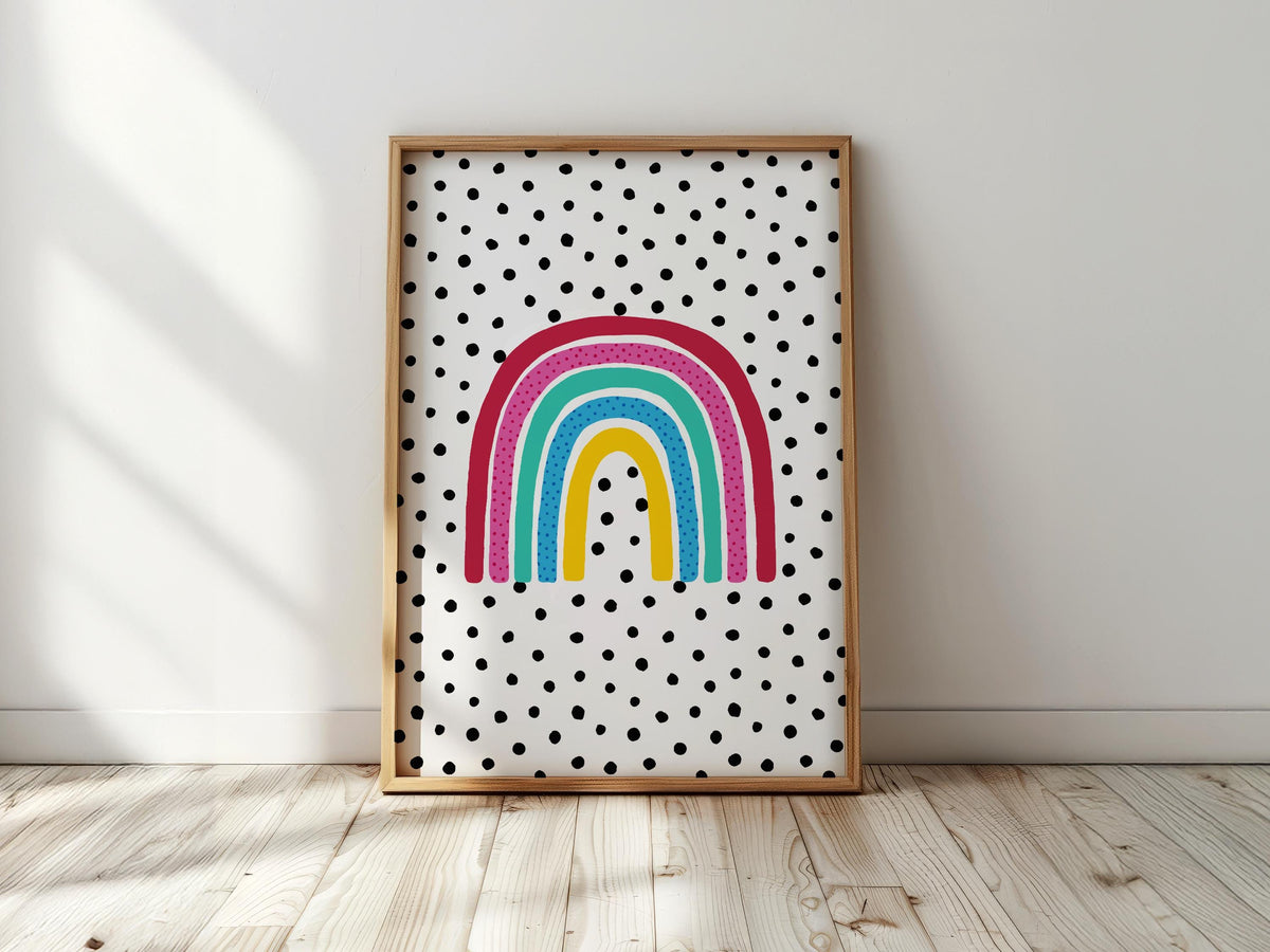 Dotty Rainbow - Bright Nursery Wall Art, Playroom Print, Kids Room Decor, Children's Bedroom