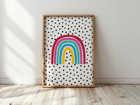 Dotty Rainbow - Bright Nursery Wall Art, Playroom Print, Kids Room Decor, Children's Bedroom