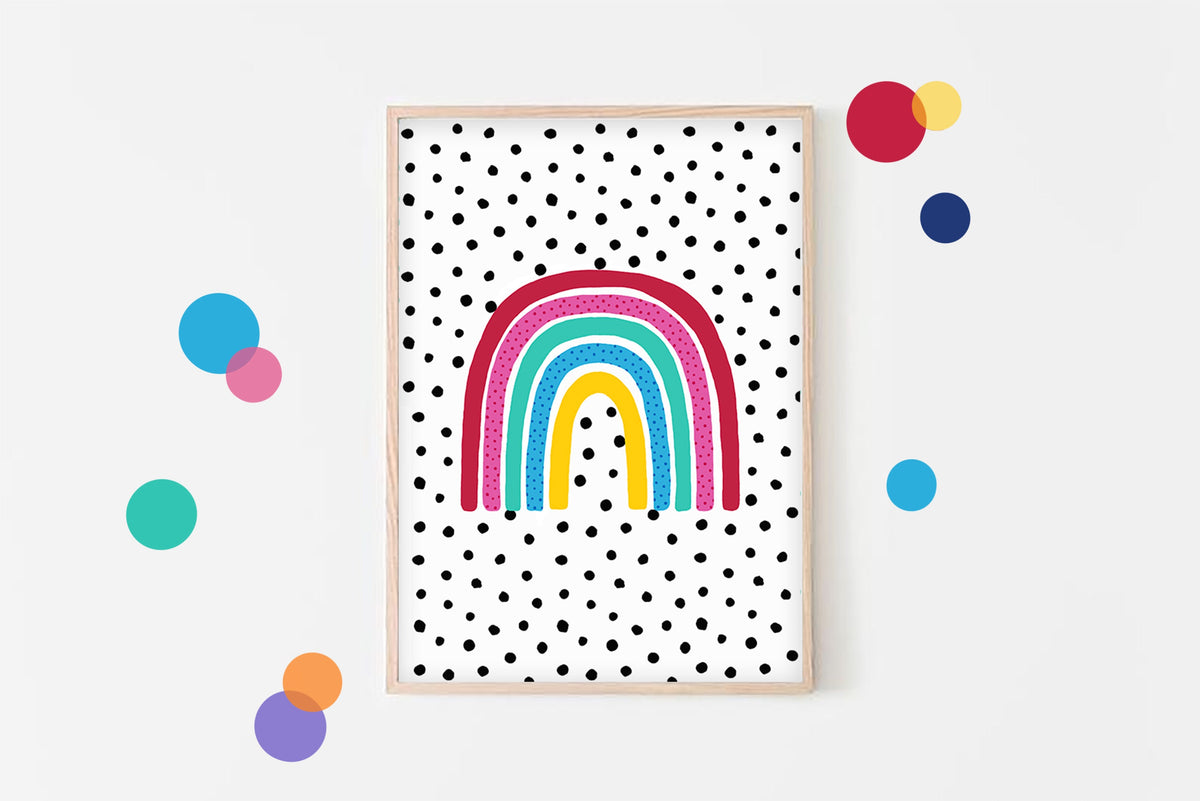 Dotty Rainbow - Bright Nursery Wall Art, Playroom Print, Kids Room Decor, Children's Bedroom