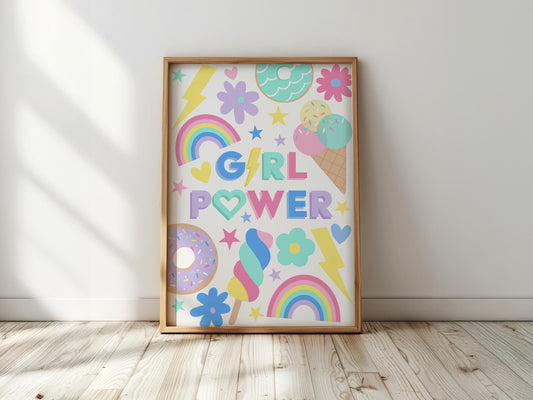 Girl Power Nursery Print: Rainbows, Ice Cream, Lightning Bolts