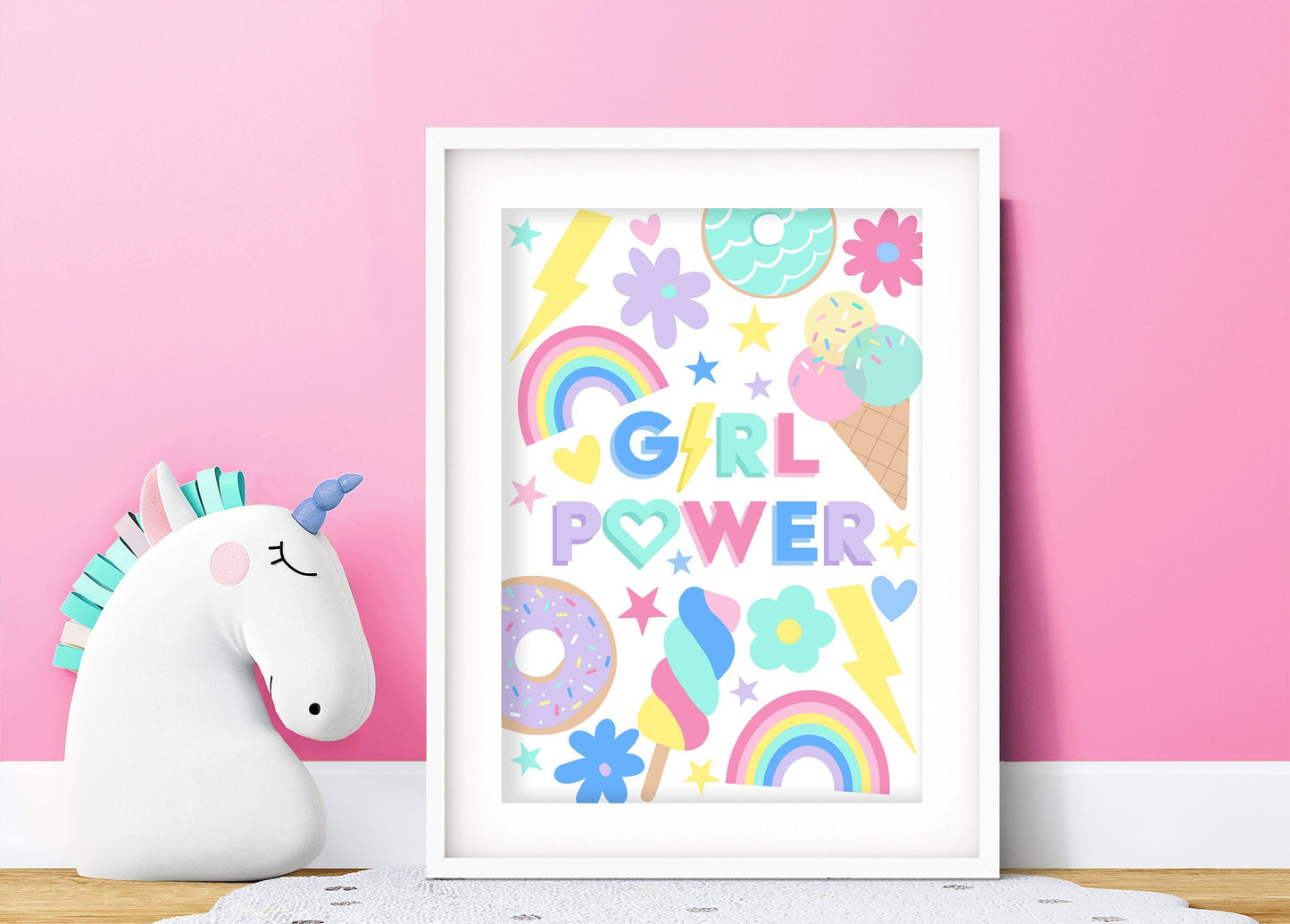 Girl Power Nursery Print: Rainbows, Ice Cream, Lightning Bolts
