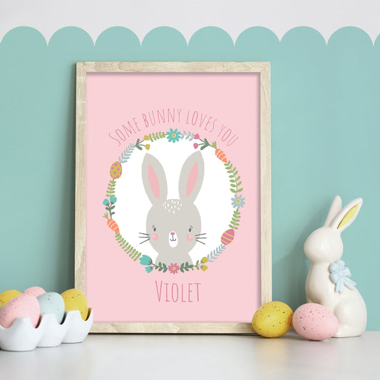Personalized Easter Bunny Print: Pastel Nursery Decor