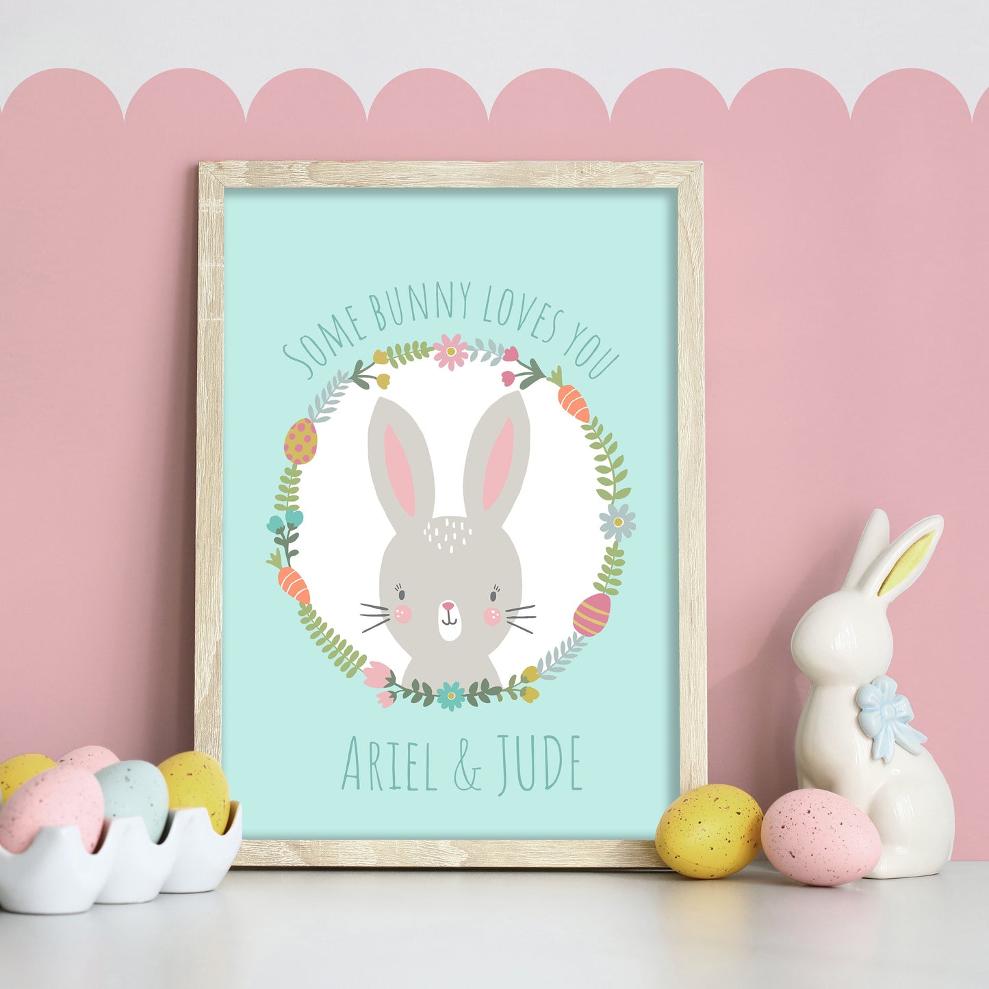 Personalized Easter Bunny Print: Pastel Nursery Decor