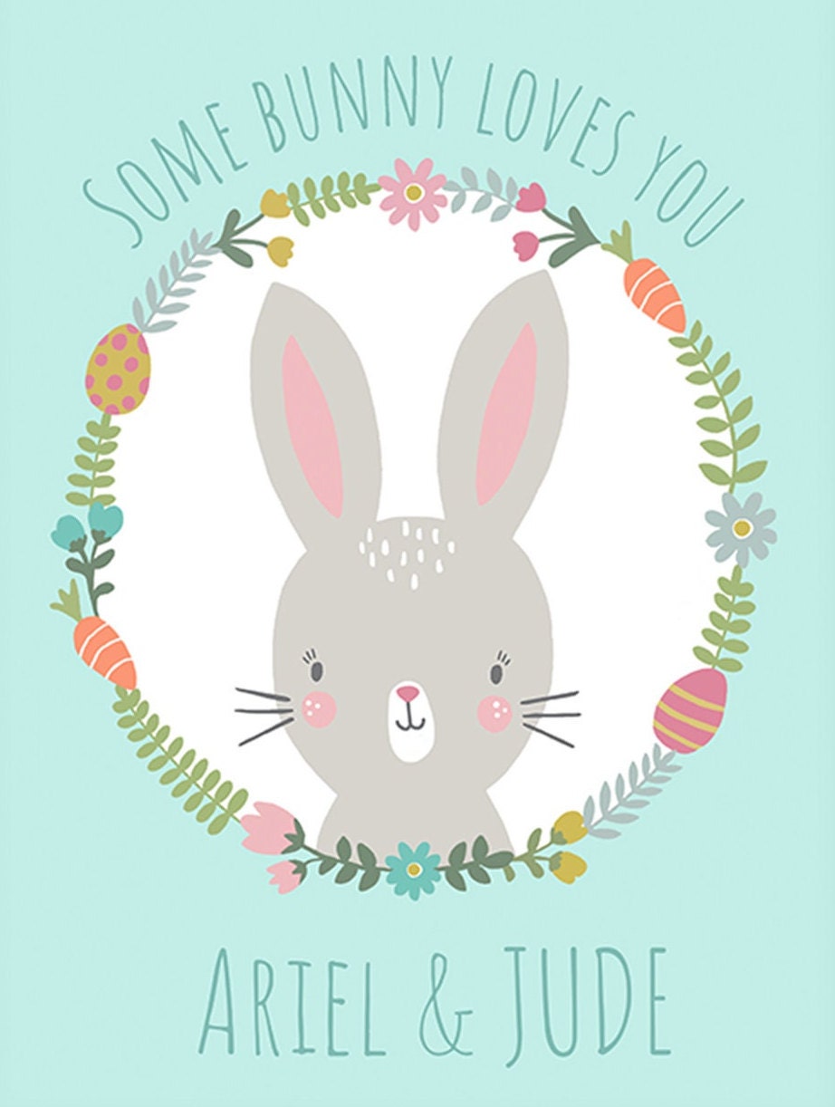 Personalized Easter Bunny Print: Pastel Nursery Decor