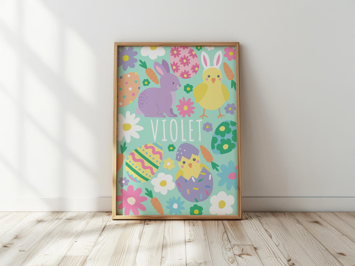 Personalised Easter Print - Spring Wall Art, Kids Bedroom, Children's Room Decor