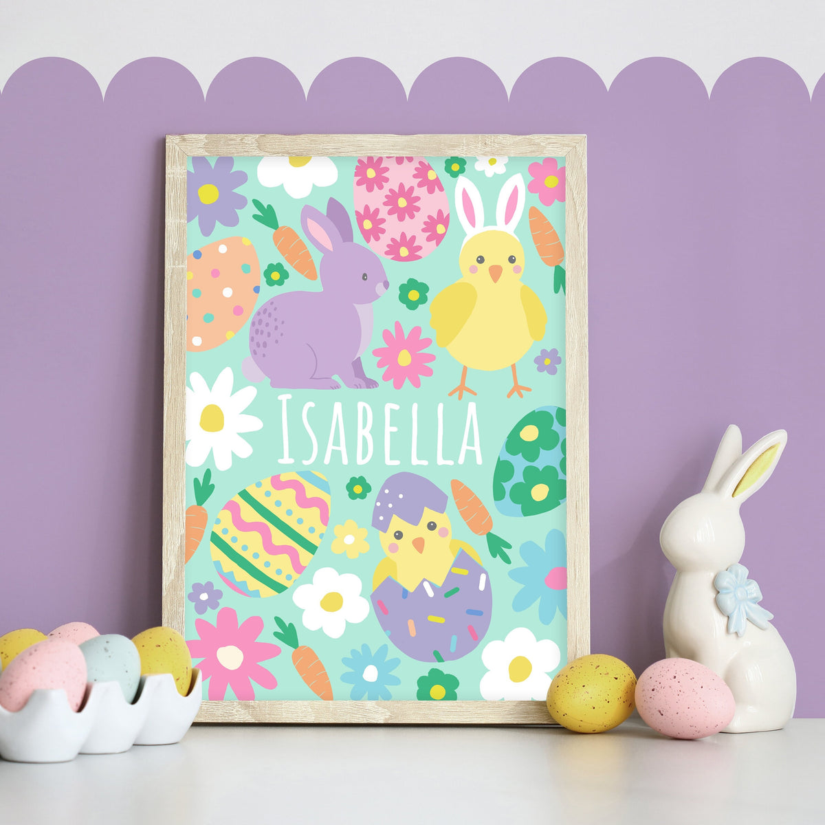 Personalised Easter Print - Spring Wall Art, Kids Bedroom, Children's Room Decor