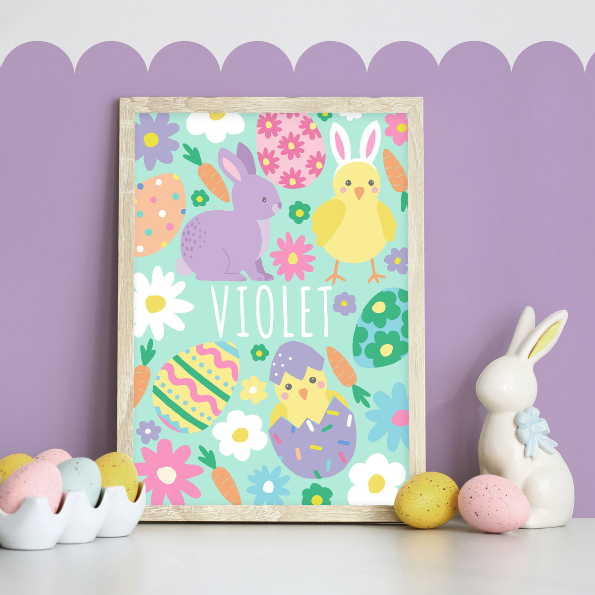 Personalised Easter Print - Spring Wall Art, Kids Bedroom, Children's Room Decor