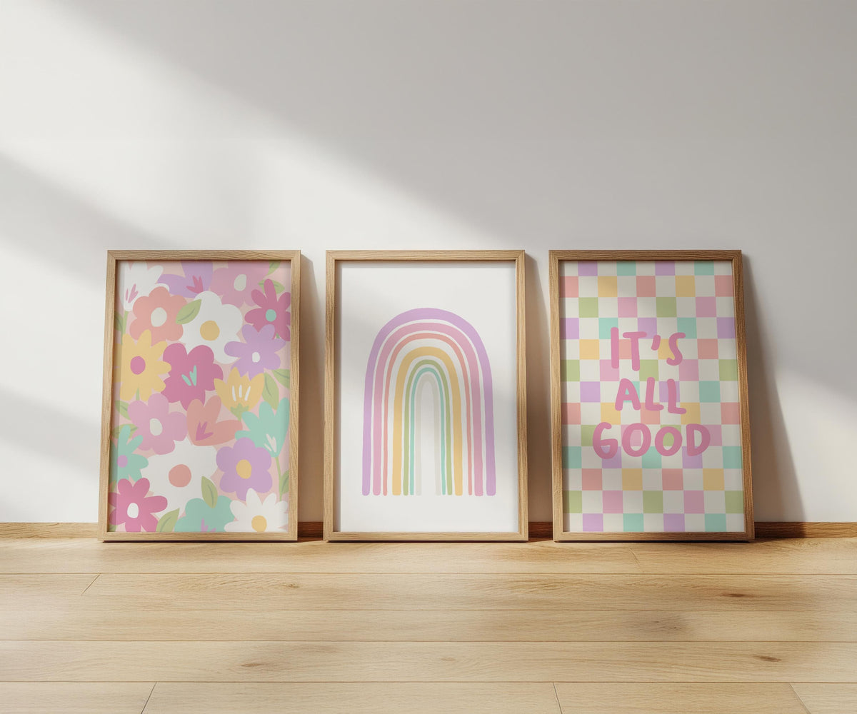 It's All Good - Colourful Nursery Prints, Girls Bedroom Decor, Pastel Playroom Wall Art