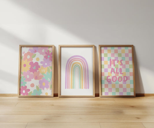 It's All Good - Colourful Nursery Prints, Girls Bedroom Decor, Pastel Playroom Wall Art