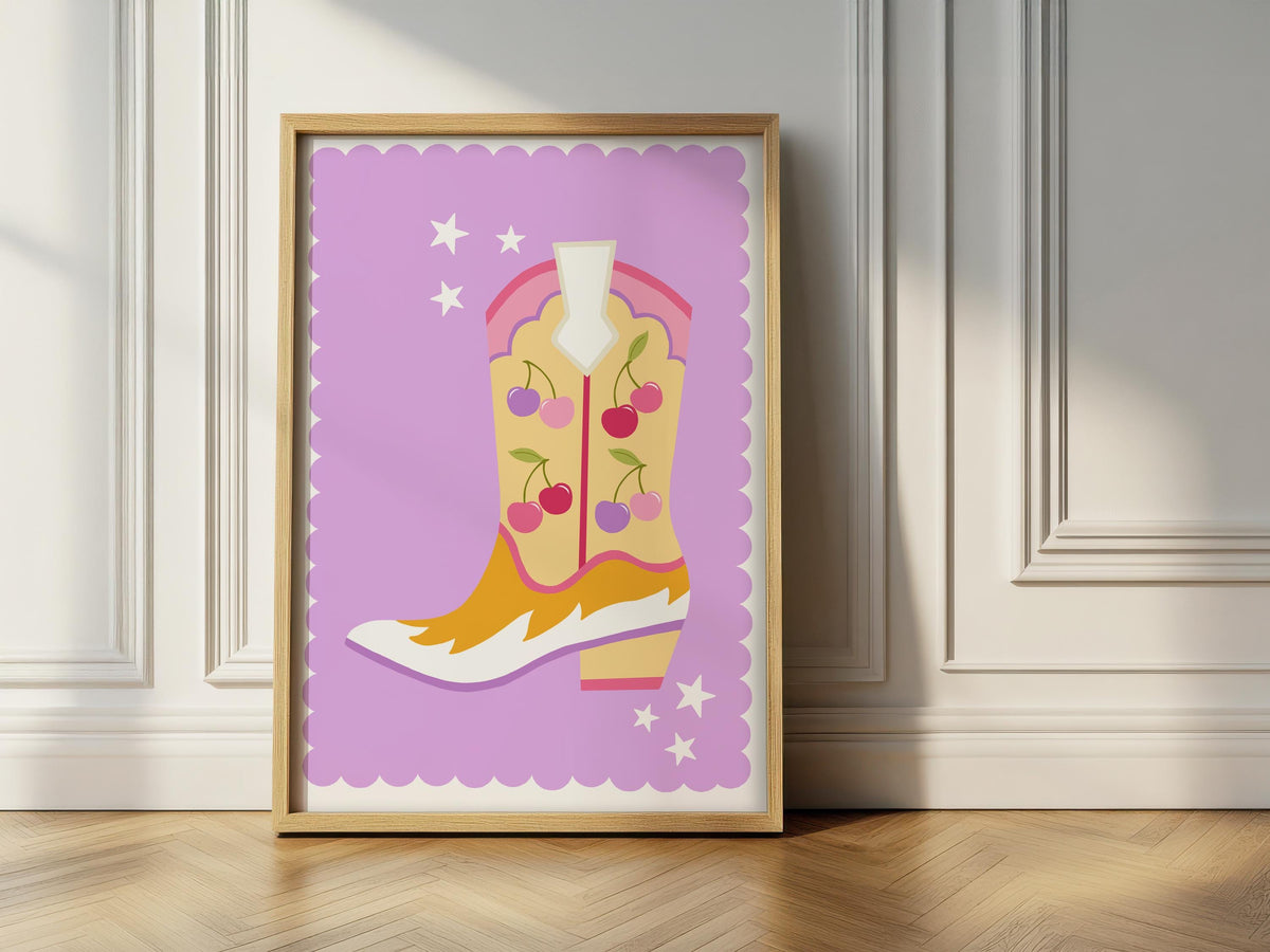 Cowgirl Boot - Girl's Wall Art, Cowgirl Theme Decor, Girlie Fun Poster