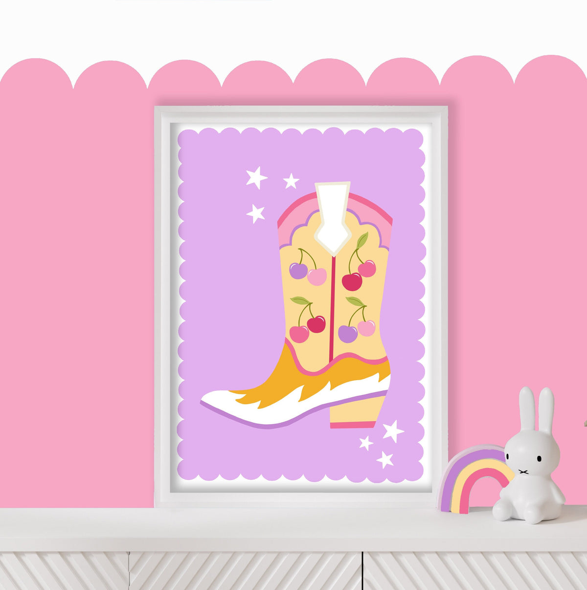Cowgirl Boot - Girl's Wall Art, Cowgirl Theme Decor, Girlie Fun Poster