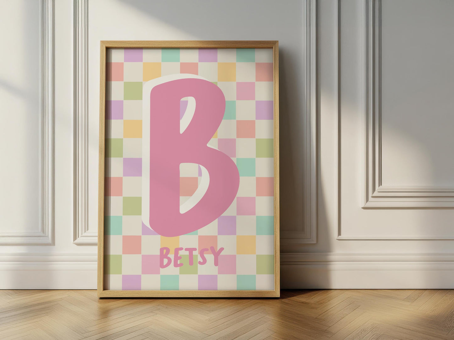 Personalised Checkerboard Print: Colorful Kids Nursery Decor