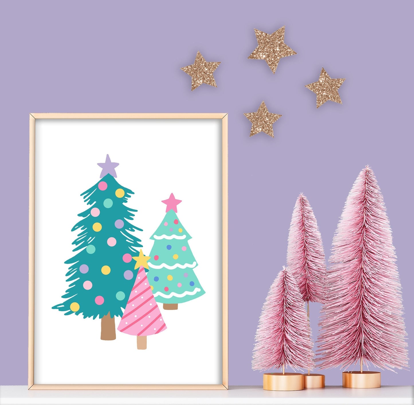 Colourful Christmas Trees - Children’s Wall Art, Kid’s Wall Decor, Festive Xmas Print