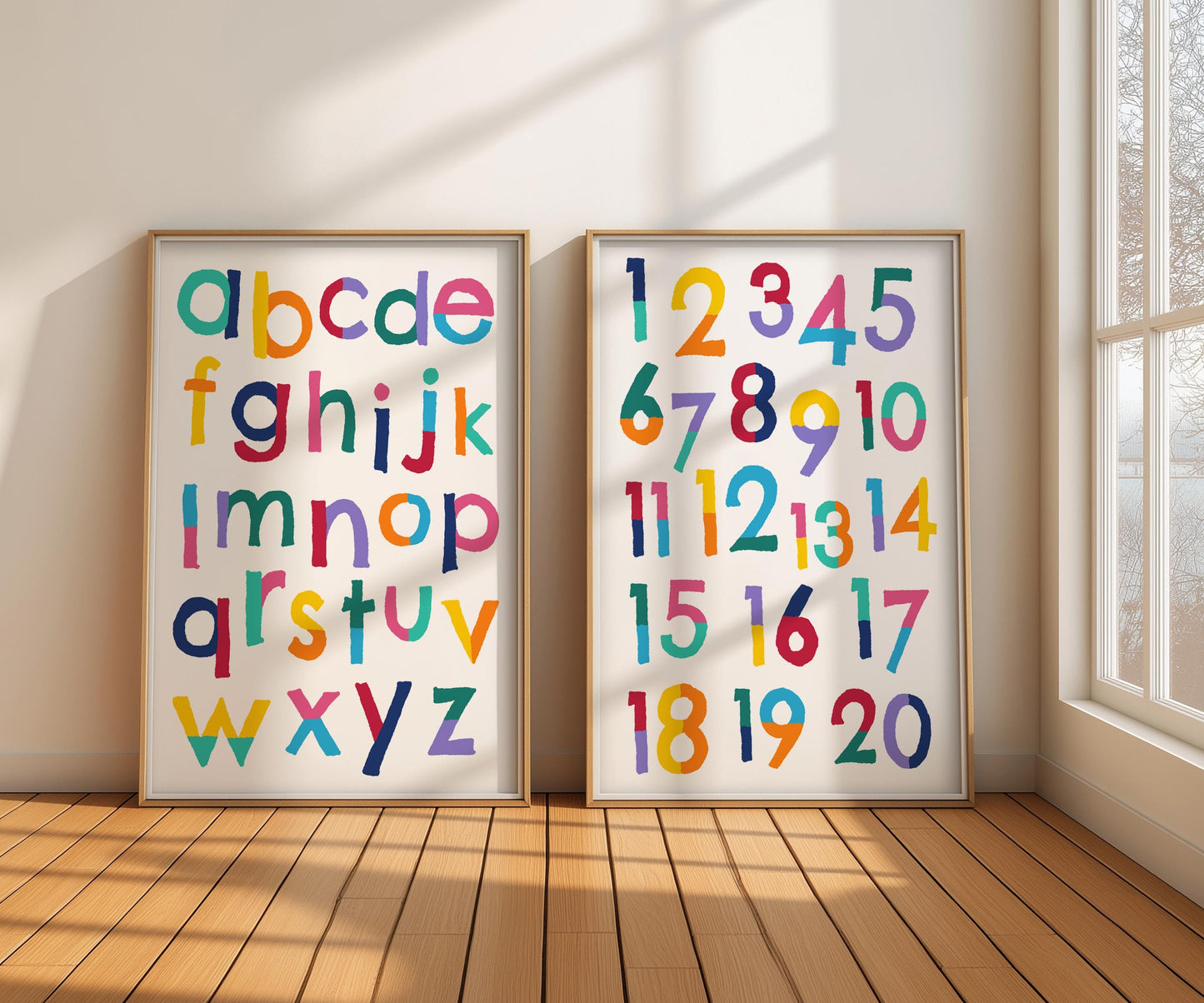 Alphabet and Numbers Print Set: Colorful Kids Educational Wall Art