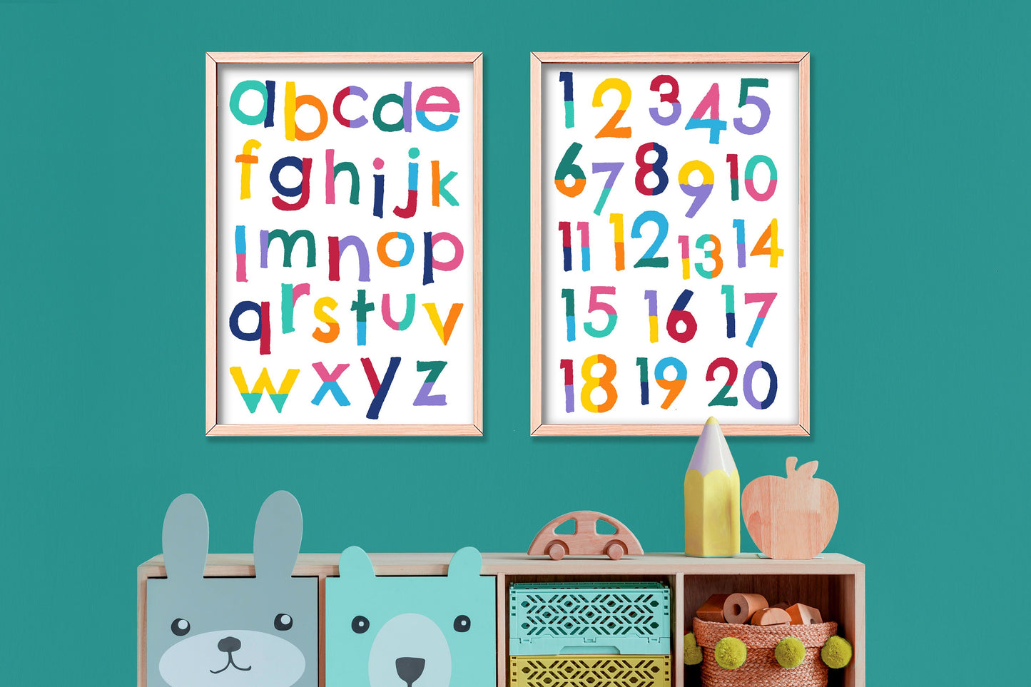 Alphabet and Numbers Print Set: Colorful Kids Educational Wall Art