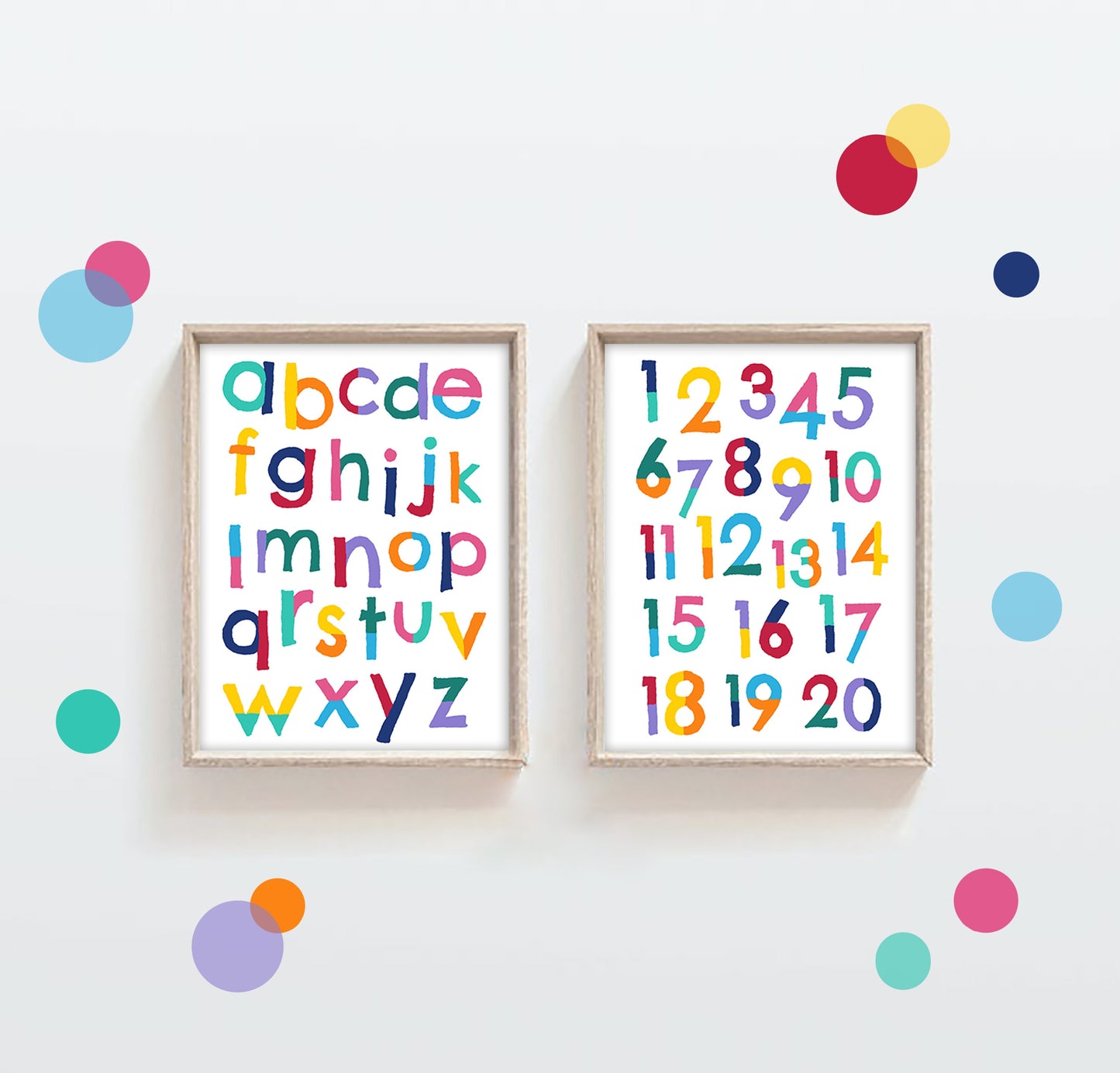 Alphabet and Numbers Print Set: Colorful Kids Educational Wall Art