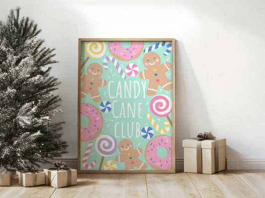 Candy Cane Club Print: Festive Christmas Kid's Wall Art