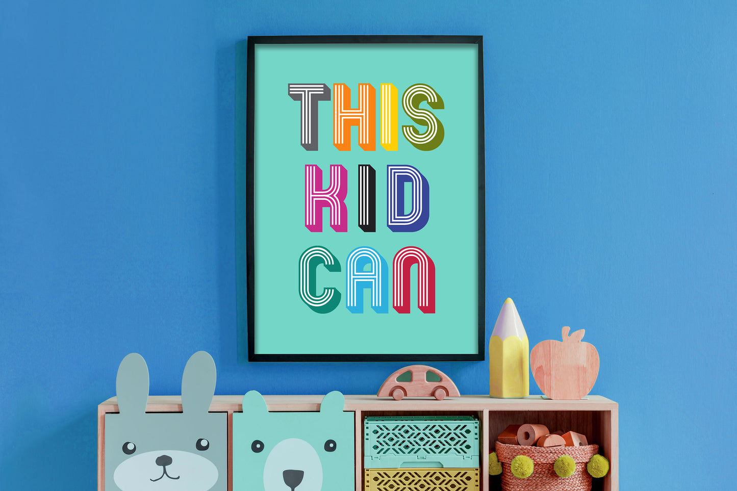 This Kid Can Print Brights Colourful Bedroom Poster Wall Art