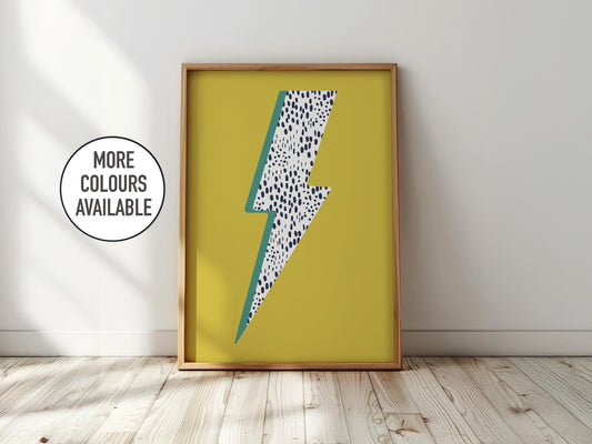 Lightening Bolt - Boys Bedroom, Nursery Wall Art, Playroom Print, Kids Room