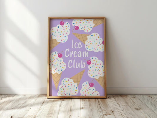Ice Cream Club Print: Playroom Wall Art, Sprinkles Nursery Poster