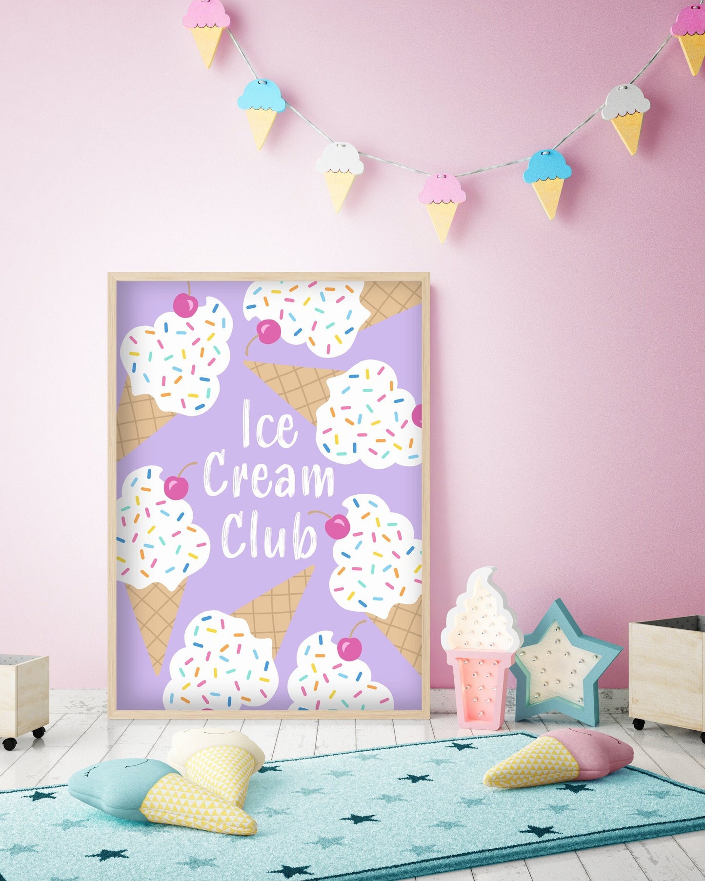 Ice Cream Club Print: Playroom Wall Art, Sprinkles Nursery Poster