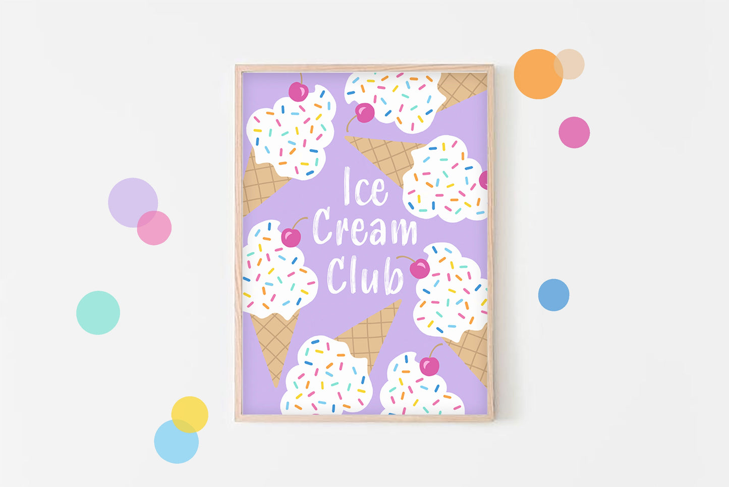 Ice Cream Club Print: Playroom Wall Art, Sprinkles Nursery Poster