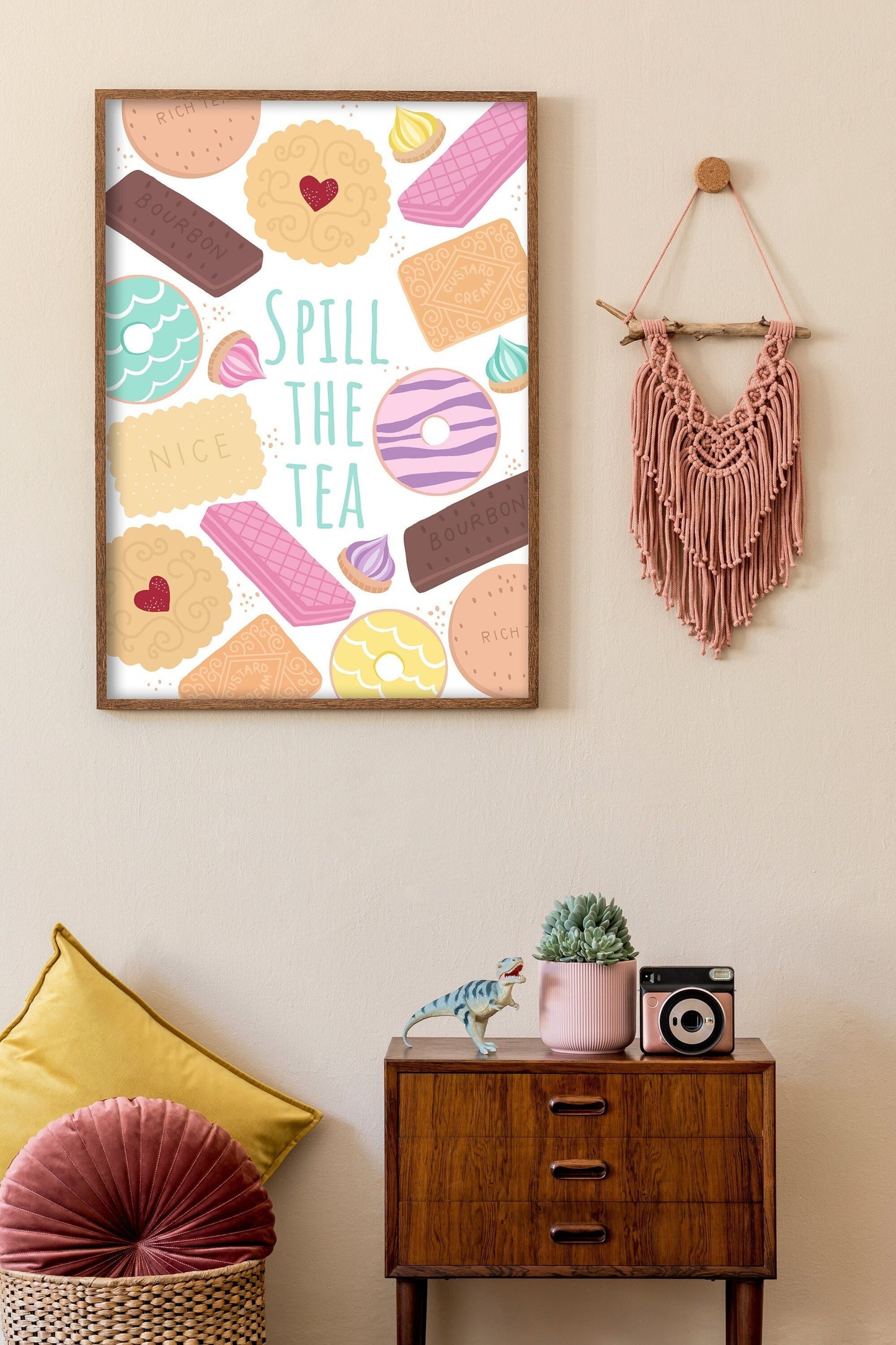 Spill The Tea - Cute Traditional English Biscuit Poster Print, Home Decor, Kitchen Wall Art