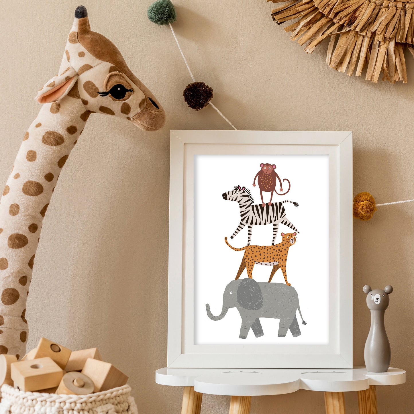 Safari Animals Print: Balancing Act, Nursery Wall Art