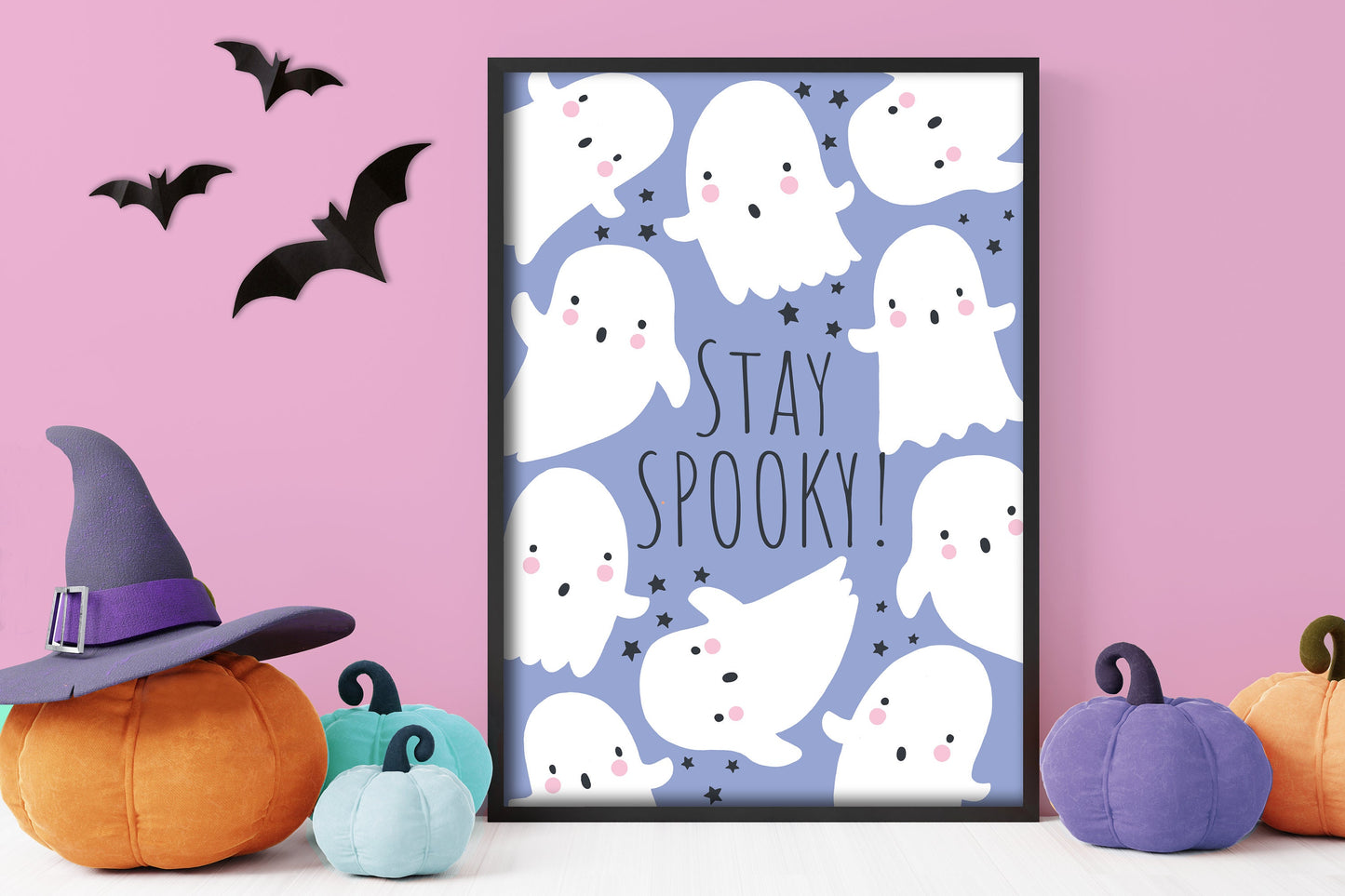 Stay Spooky! - Cute Ghost, Pastel Halloween, Poster Print, Wall Art