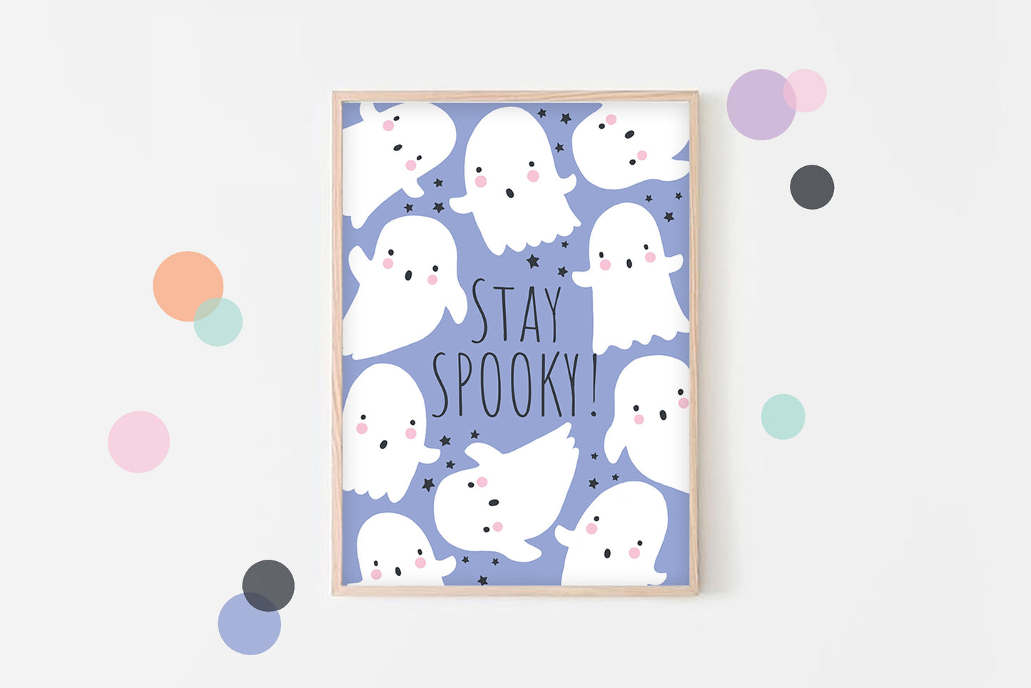 Stay Spooky! - Cute Ghost, Pastel Halloween, Poster Print, Wall Art